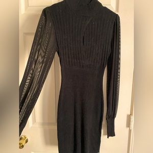 Black fitted sweater dress